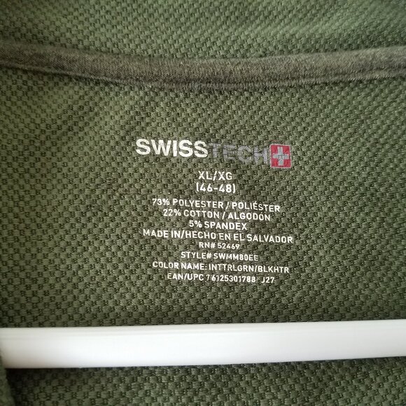 Swiss Tech Mens XL 1/4 Zip Pullover Long Sleeve Outdoor Technical Olive Green - Picture 3 of 9